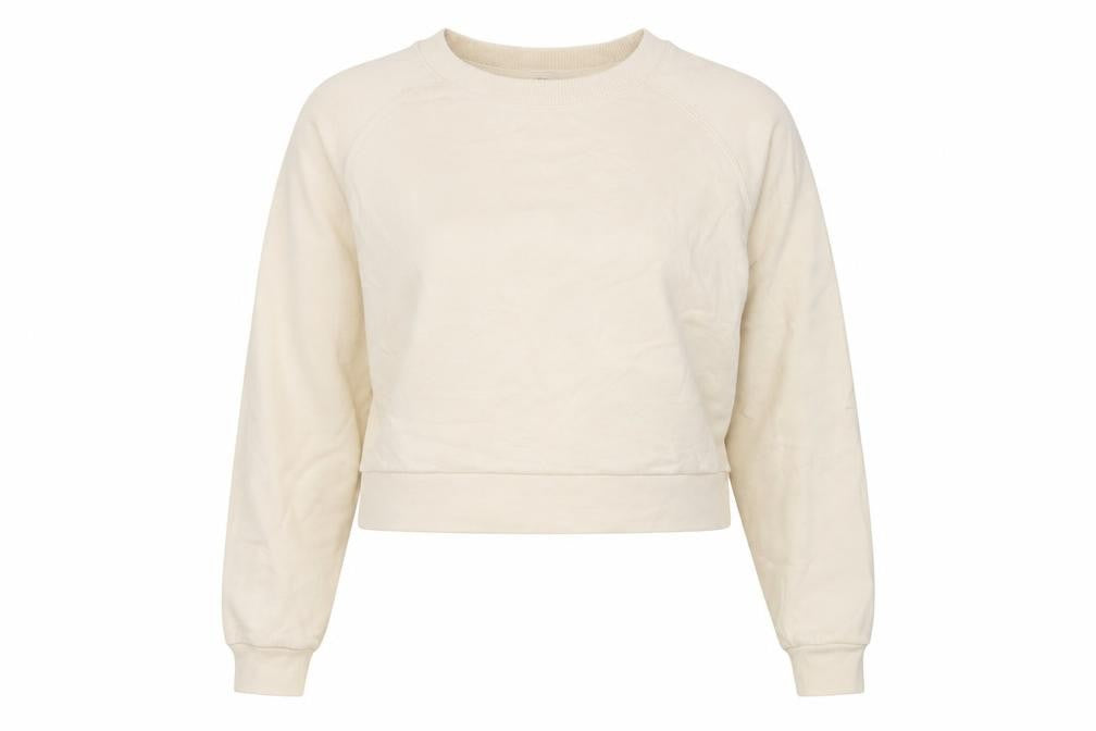 Miss Selfridge Womens Ivory Cotton Pullover Sweatshirt Size S Pullover - Cropped