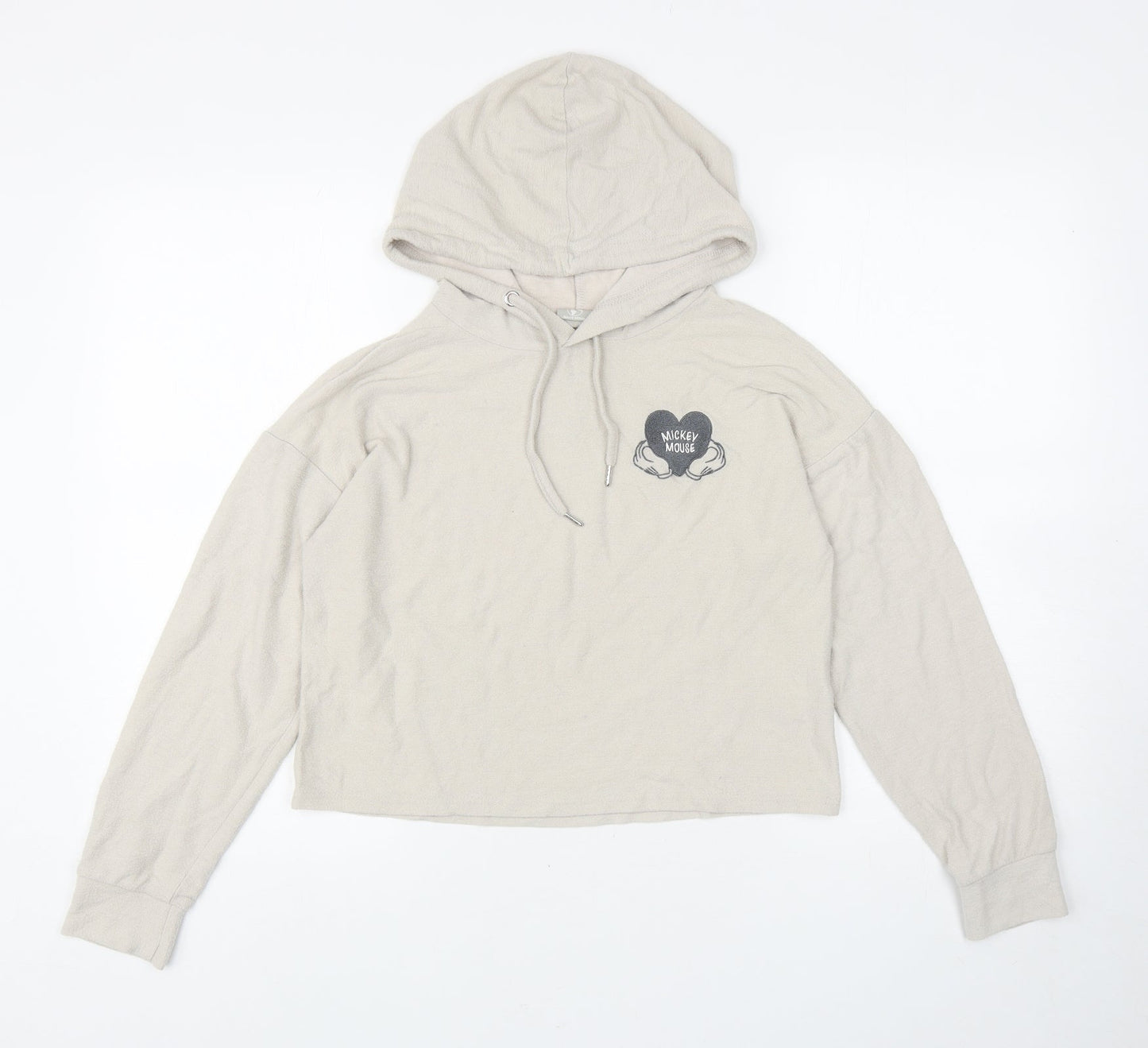 Primark Womens Beige Viscose Pullover Hoodie Size XS Pullover - Mickey Mouse, Cropped