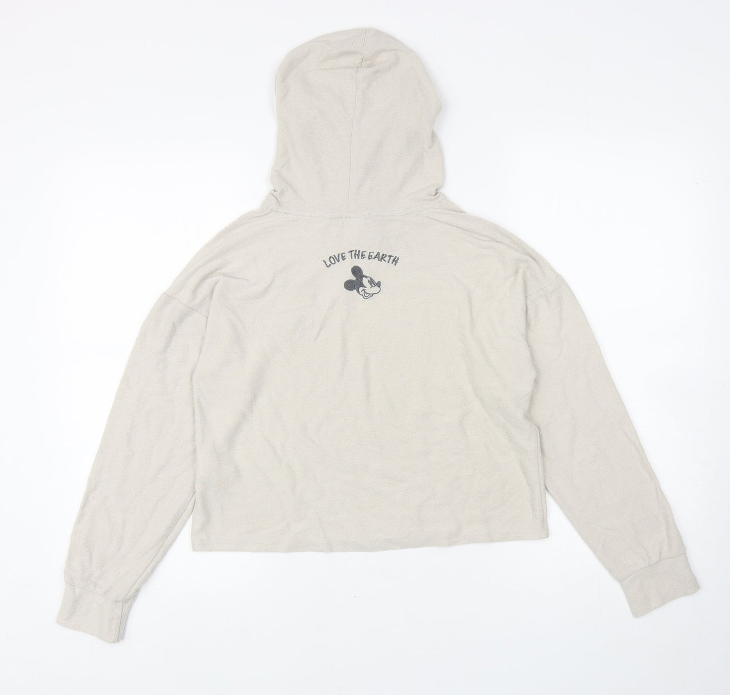 Primark Womens Beige Viscose Pullover Hoodie Size XS Pullover - Mickey Mouse, Cropped