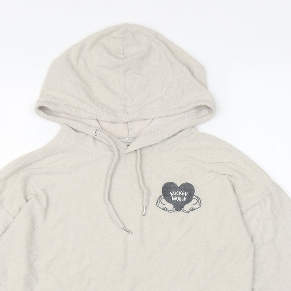 Primark Womens Beige Viscose Pullover Hoodie Size XS Pullover - Mickey Mouse, Cropped