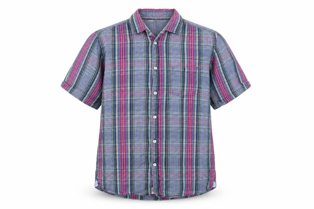 Boston Crew Mens Blue Striped Cotton Button-Up Size M Collared Button