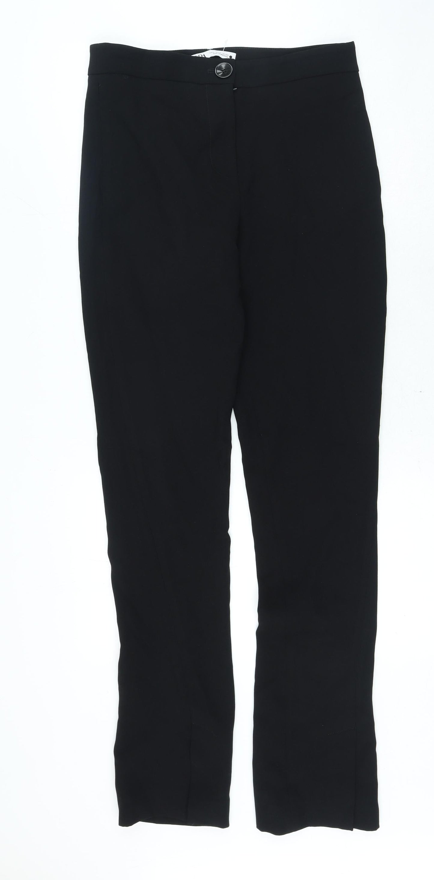Zara Womens Black Polyester Trousers Size S L30 in Regular Zip