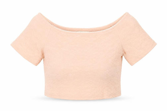 Miss Selfridge Womens Pink Geometric Cotton Cropped T-Shirt Size 10 Off the Shoulder