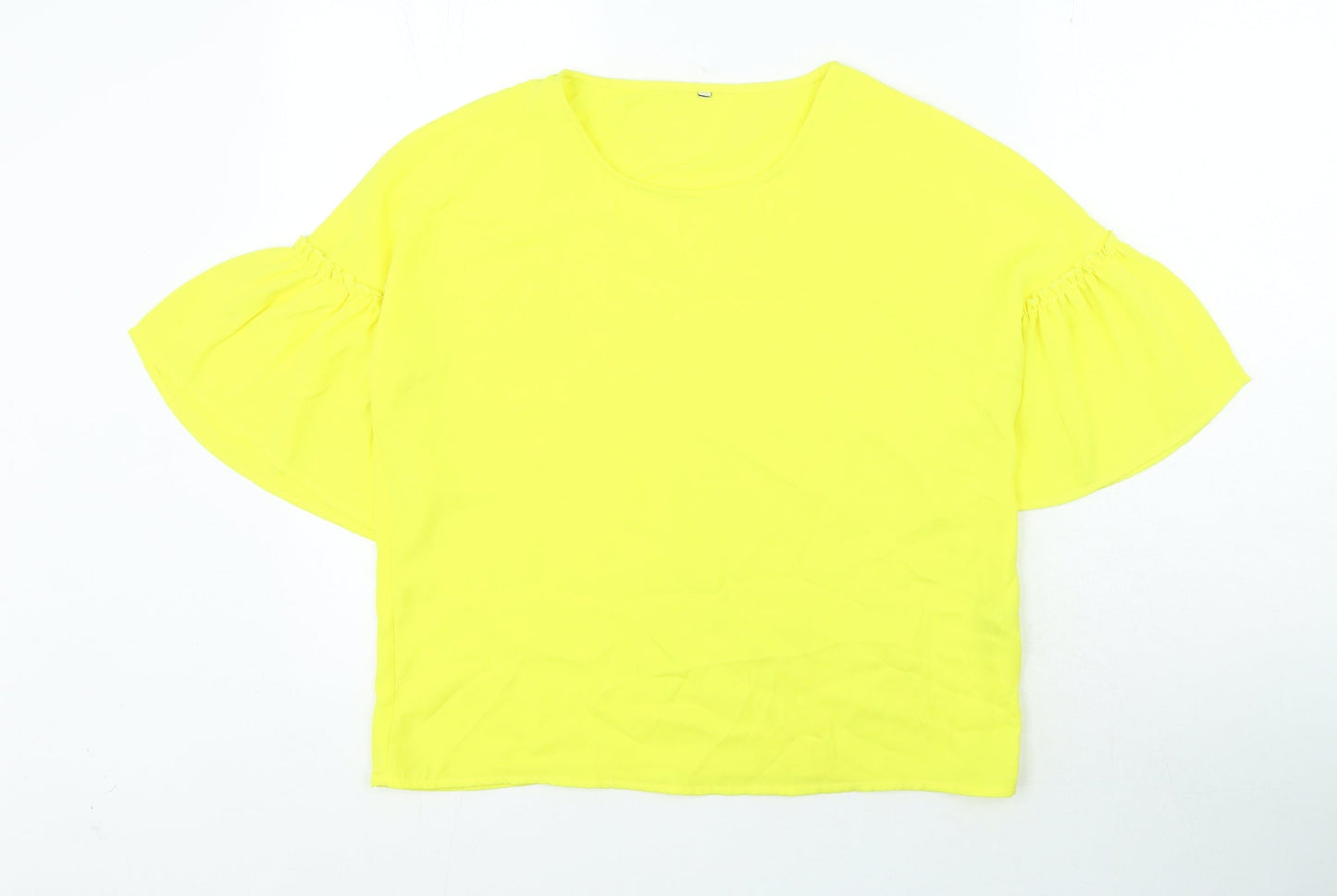 Stradivarius Womens Yellow Polyester Basic Blouse Size S Round Neck