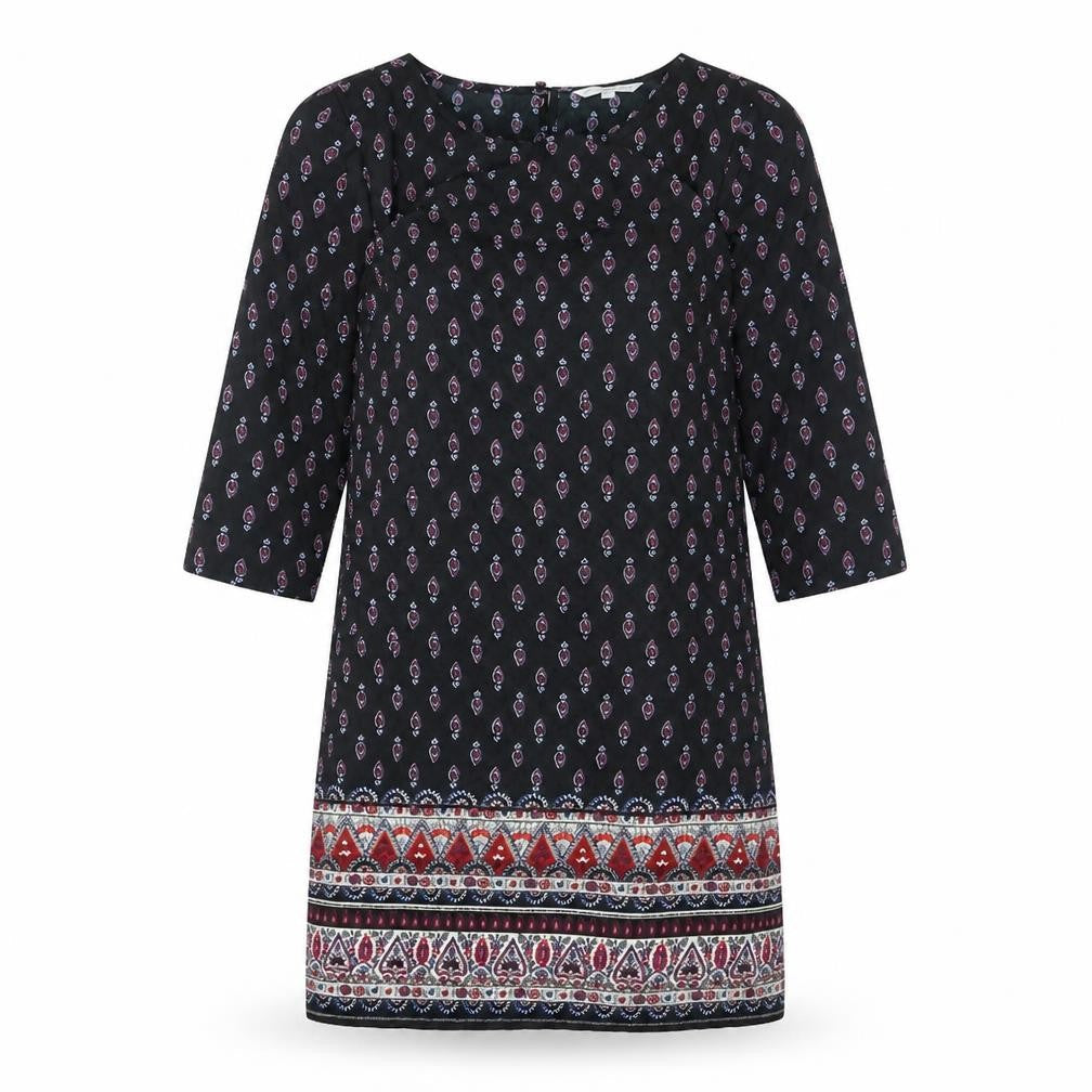 New Look Womens Multicoloured Geometric Polyester Sheath Size 10 Round Neck Button