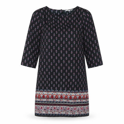New Look Womens Multicoloured Geometric Polyester Sheath Size 10 Round Neck Button