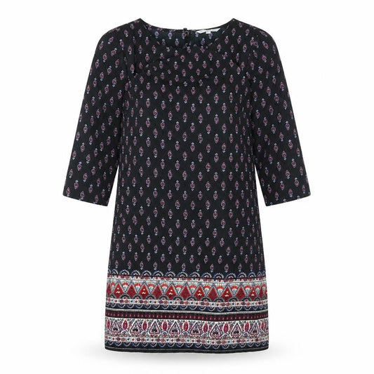 New Look Womens Multicoloured Geometric Polyester Sheath Size 10 Round Neck Button