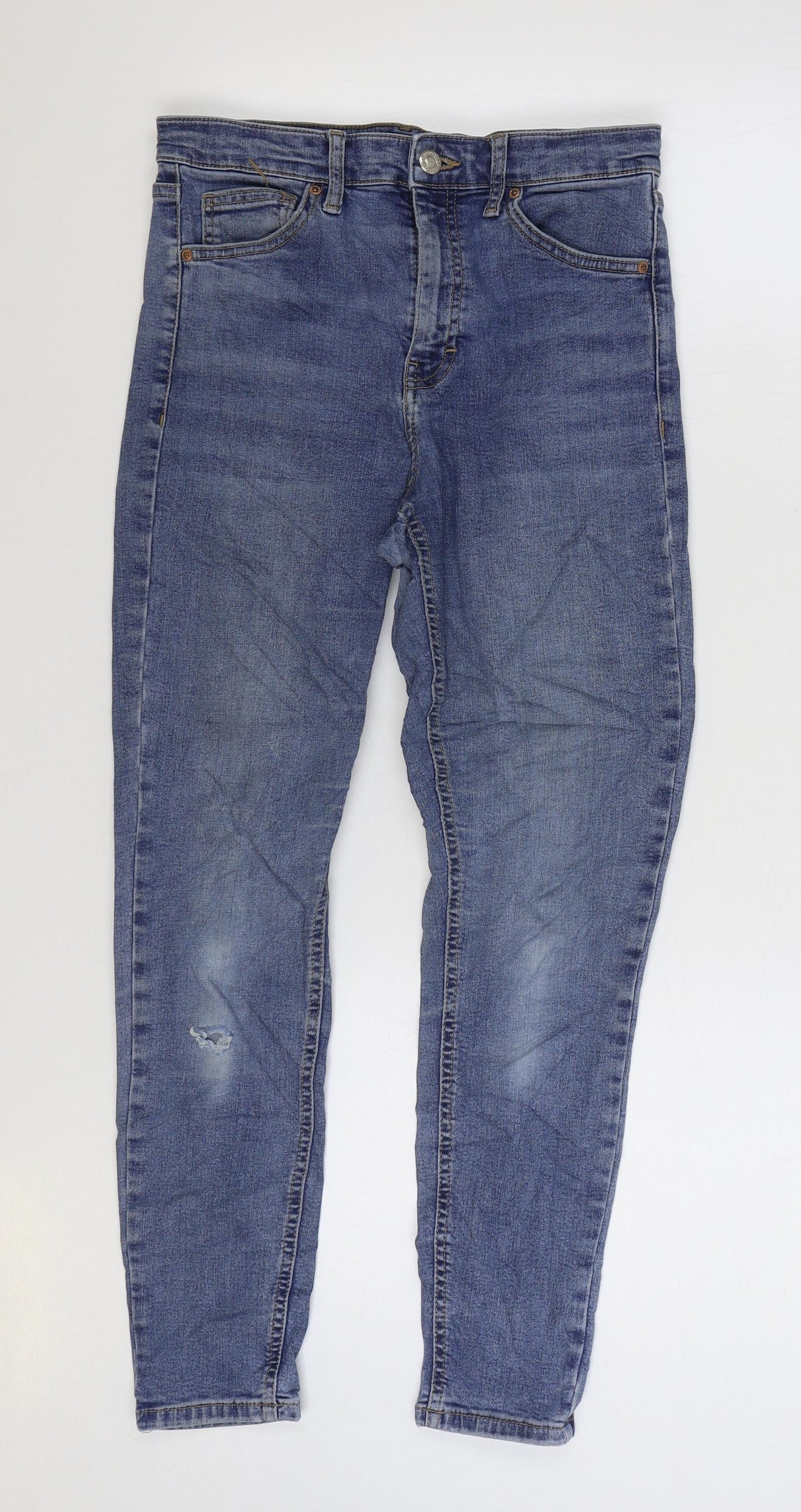 Topshop Mens Blue Cotton Skinny Jeans Size 28 in L30 in Regular Zip