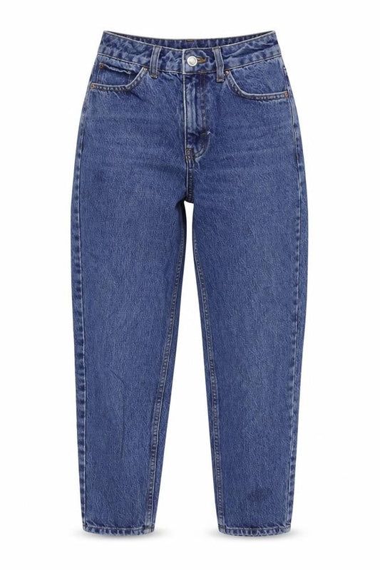 Topshop Womens Blue Cotton Mom Jeans Size 25 in L30 in Regular Zip