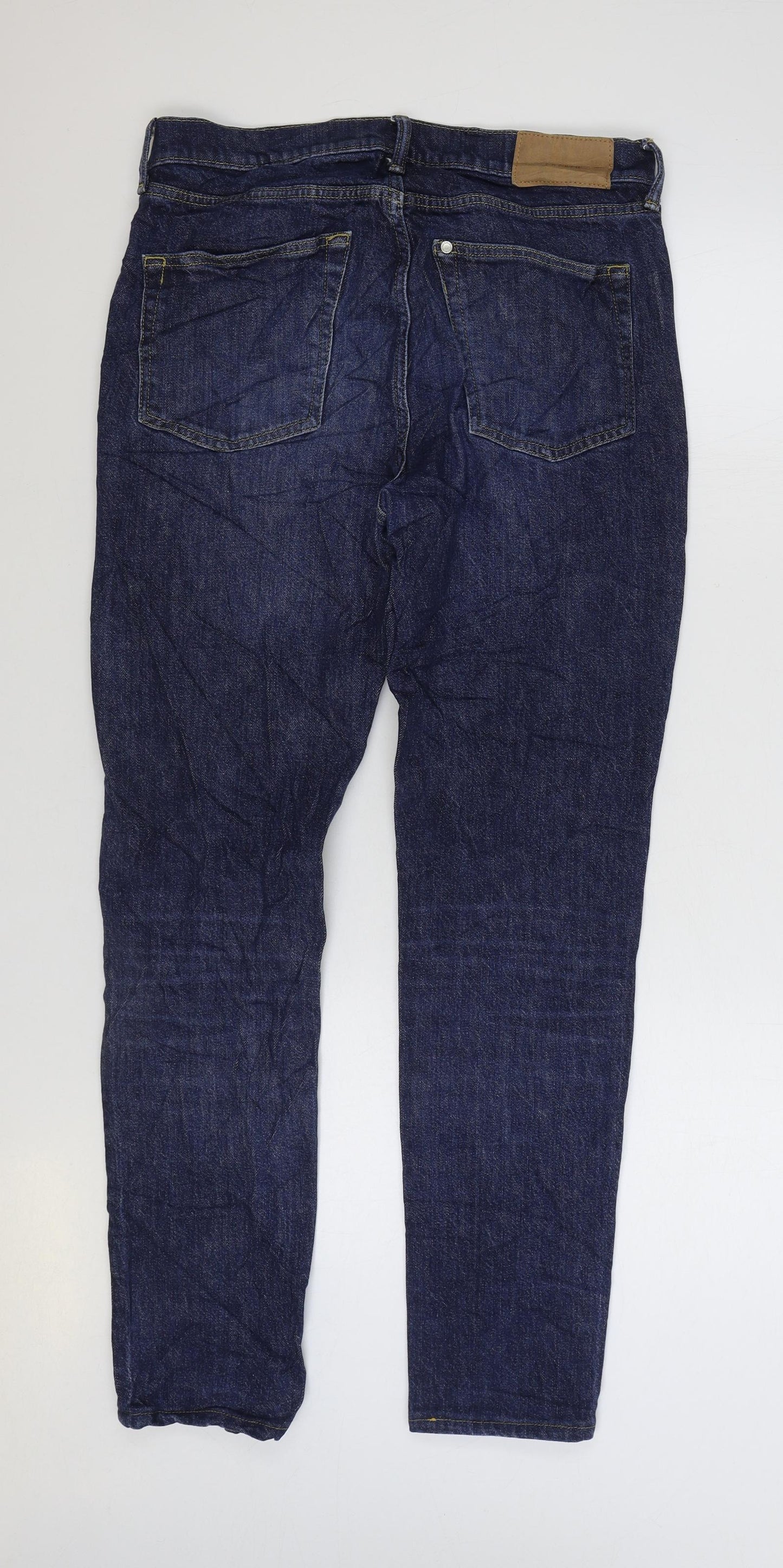 Marks and Spencer Womens Blue Cotton Skinny Jeans Size 32 in L34 in Regular Zip