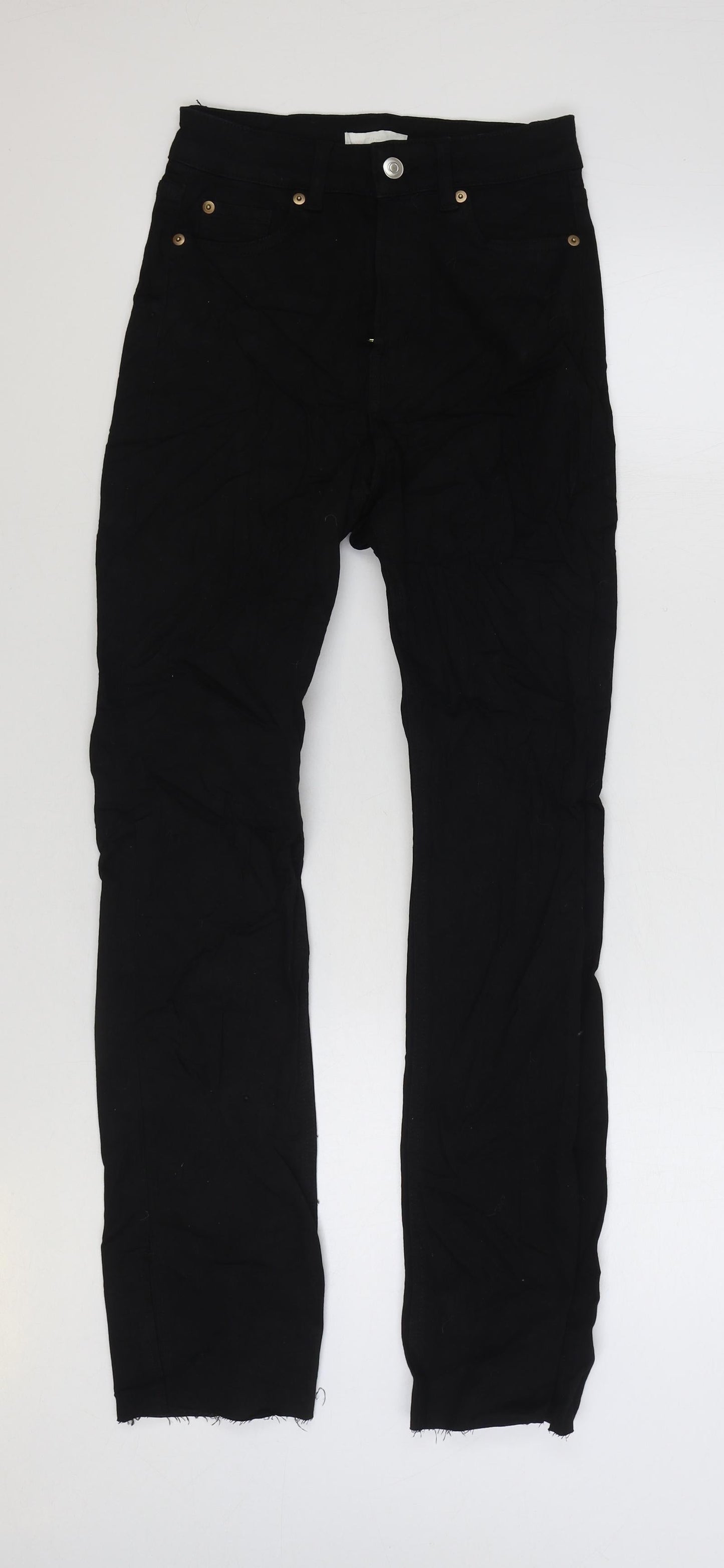 H&M Womens Black Cotton Straight Jeans Size 8 L30 in Regular Zip