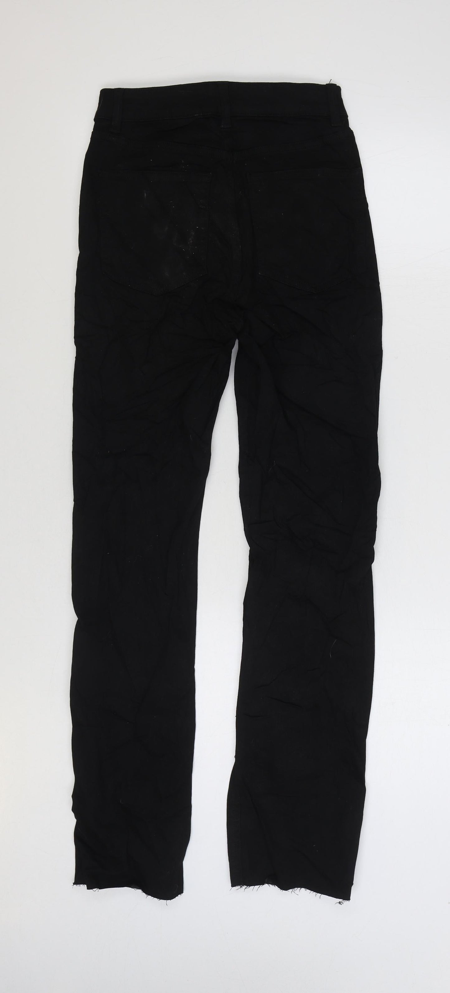 H&M Womens Black Cotton Straight Jeans Size 8 L30 in Regular Zip