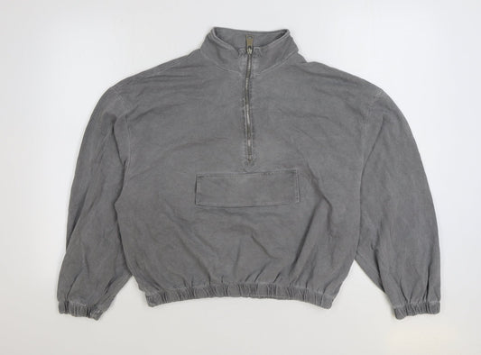 Made in Italy Womens Grey Cotton Pullover Sweatshirt Size M Zip - Cropped