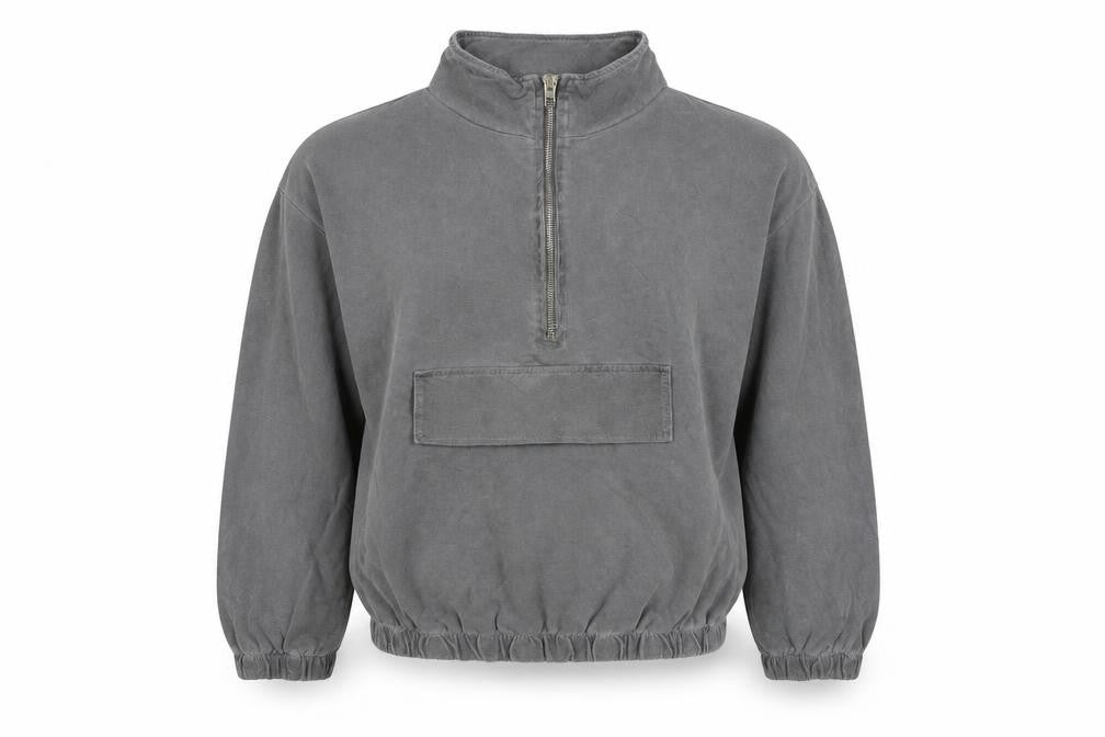 Made in Italy Womens Grey Cotton Pullover Sweatshirt Size M Zip - Cropped