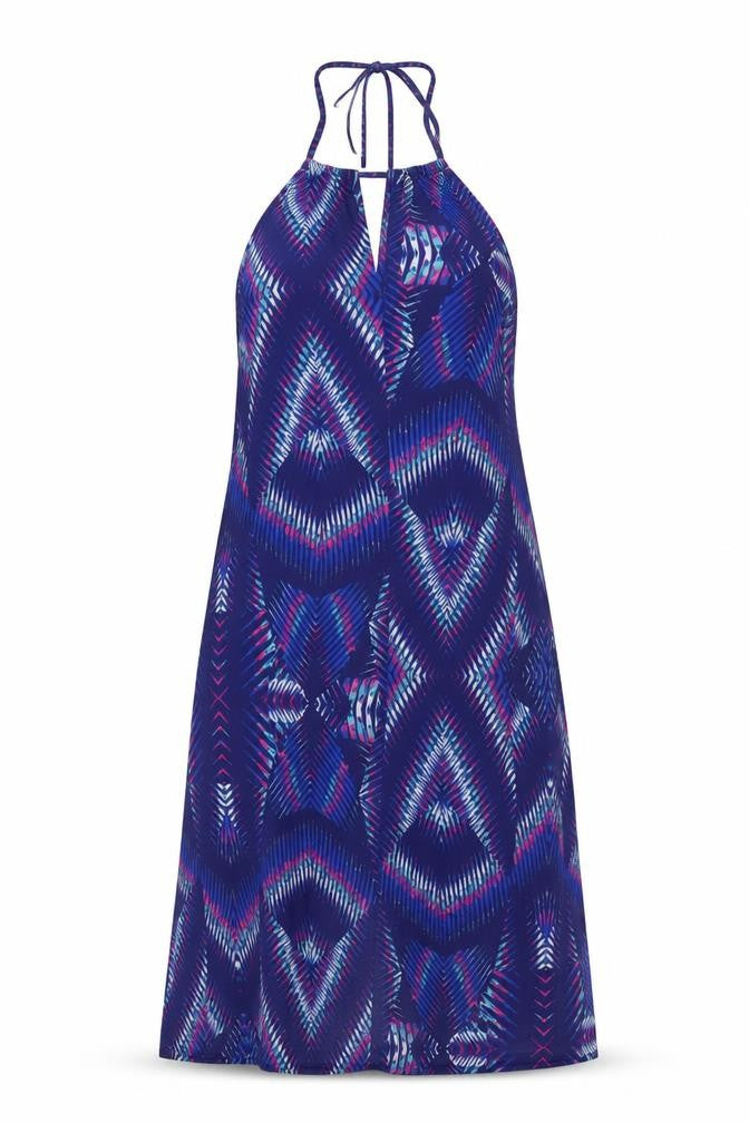 Kaleidoscope Womens Multicoloured Geometric Polyester A-Line Size 14 Halter Pullover