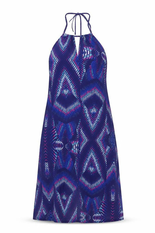 Kaleidoscope Womens Multicoloured Geometric Polyester A-Line Size 14 Halter Pullover