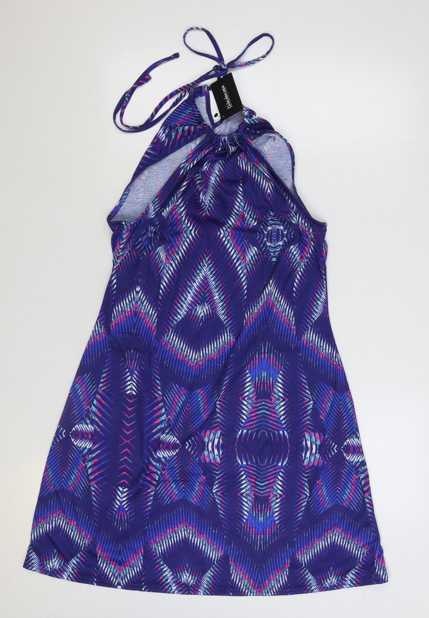Kaleidoscope Womens Multicoloured Geometric Polyester A-Line Size 14 Halter Pullover