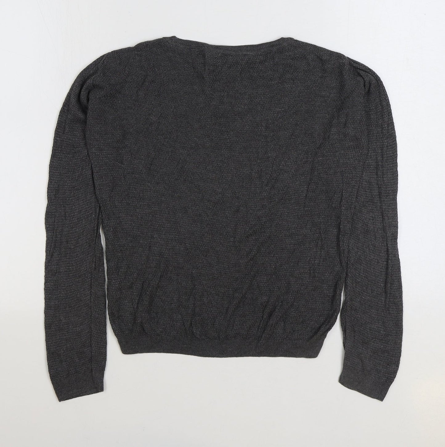 Dorothy Perkins Womens Grey Acrylic Basic T-Shirt Size 6 Round Neck