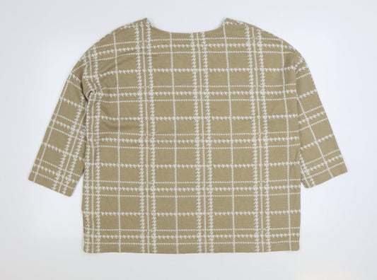 TU Womens Brown Plaid Polyester Pullover Sweatshirt Size 20 Pullover