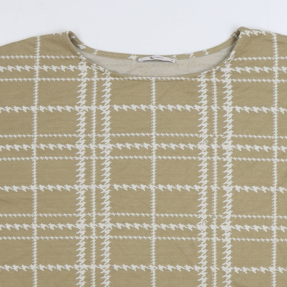 TU Womens Brown Plaid Polyester Pullover Sweatshirt Size 20 Pullover