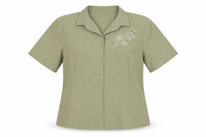 EWM Womens Beige Polyester Basic Button-Up Size 16 Collared