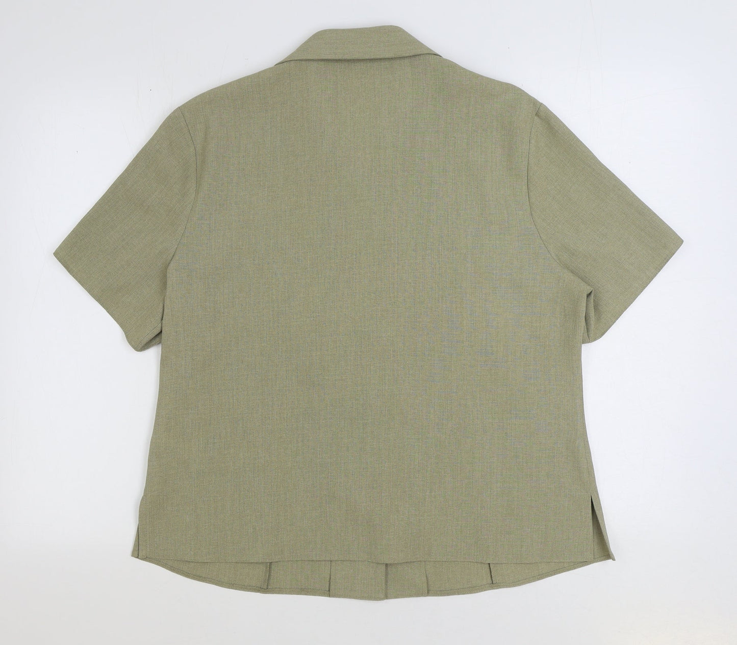 EWM Womens Beige Polyester Basic Button-Up Size 16 Collared