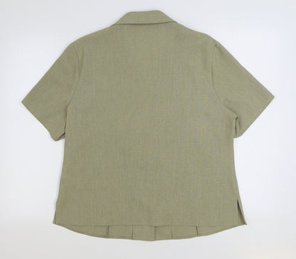EWM Womens Beige Polyester Basic Button-Up Size 16 Collared