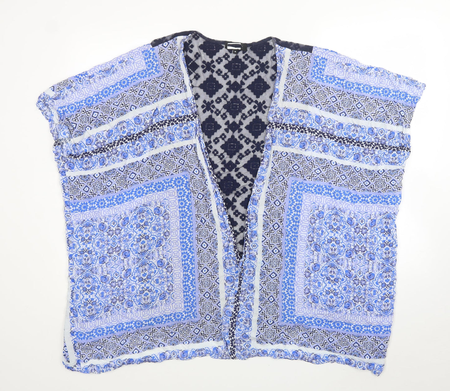 New Look Womens Blue V-Neck Geometric Polyester Vest Jumper Size M