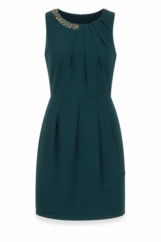 Oasis Womens Green Polyester A-Line Size 10 Round Neck Zip