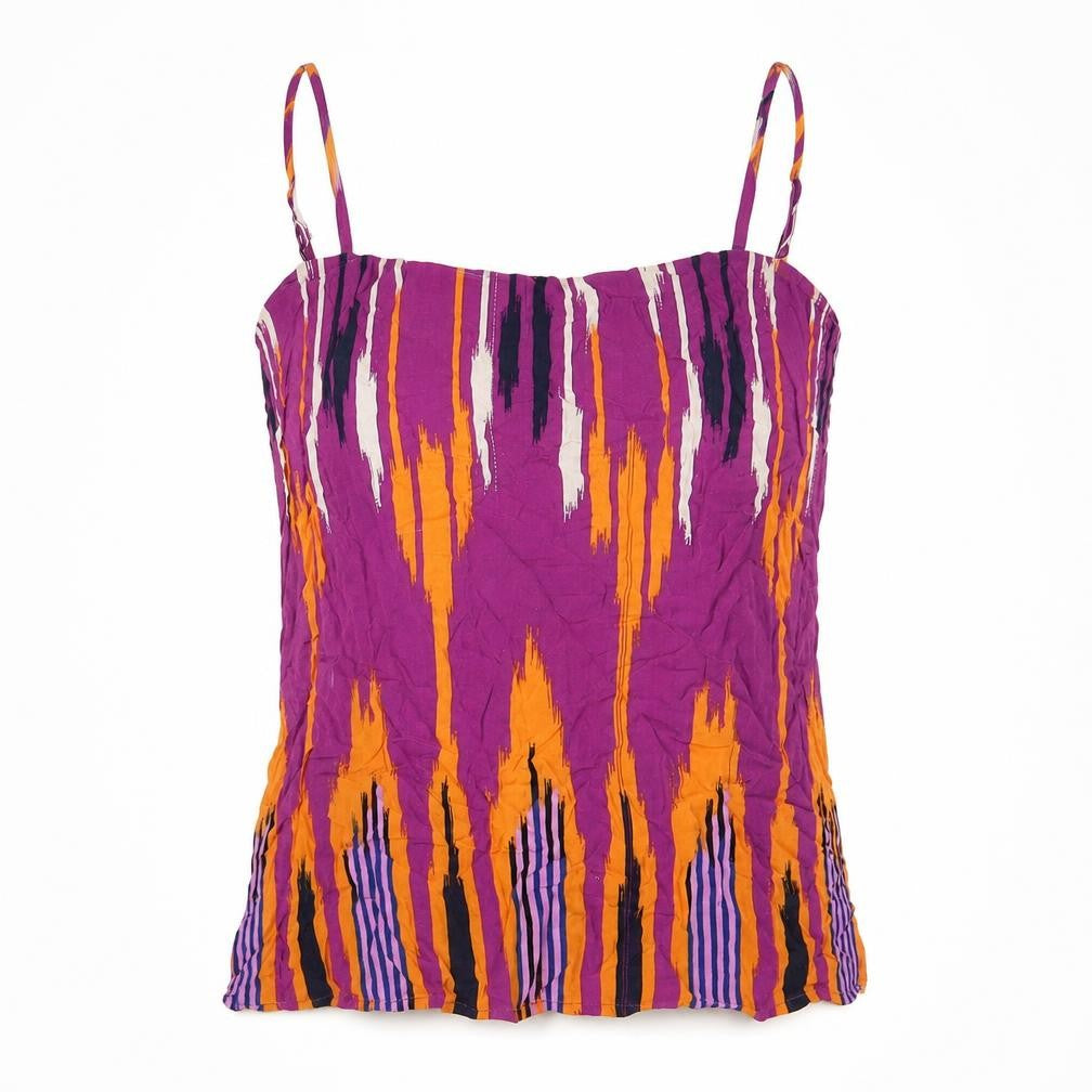 Warehouse Womens Purple Geometric Viscose Basic Tank Size 8 V-Neck