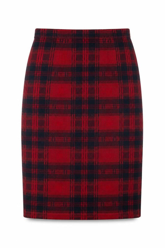 Tu Womens Red Plaid Polyester A-Line Skirt Size 10