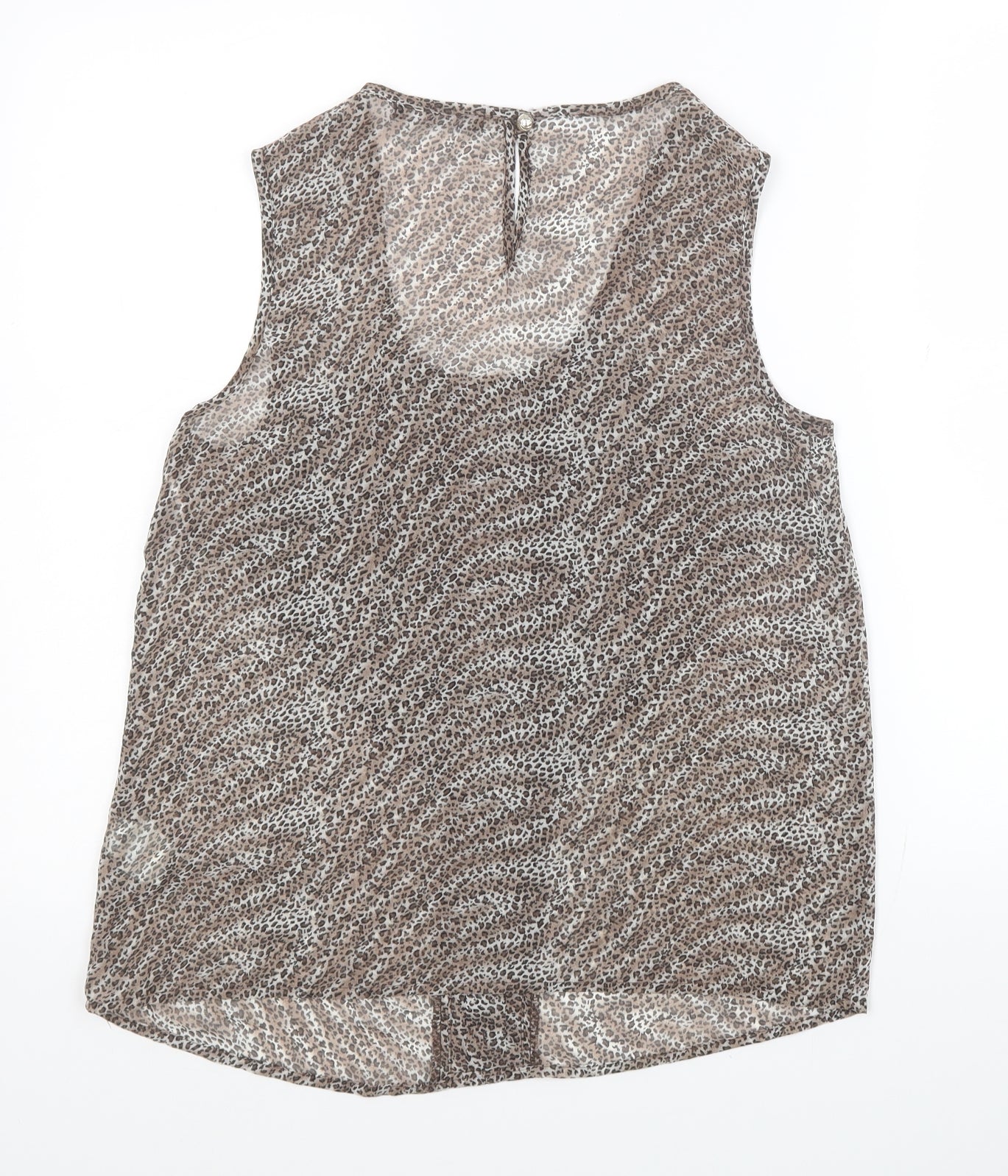 Atmosphere Womens Brown Animal Print Polyester Basic Blouse Size 10 Round Neck