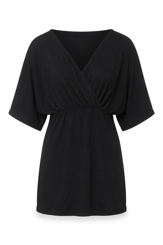 Boohoo Womens Black Polyester A-Line Size 8 V-Neck Pullover