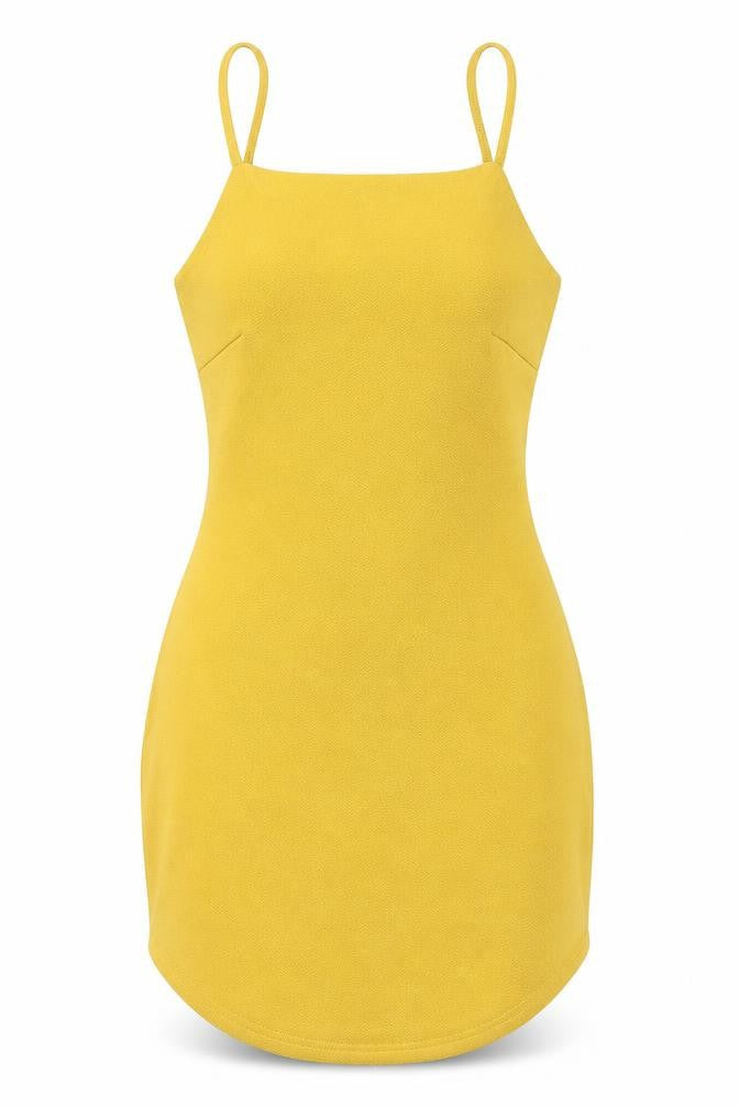 Missguided Womens Yellow Polyester Tank Dress Size 6 Scoop Neck Pullover