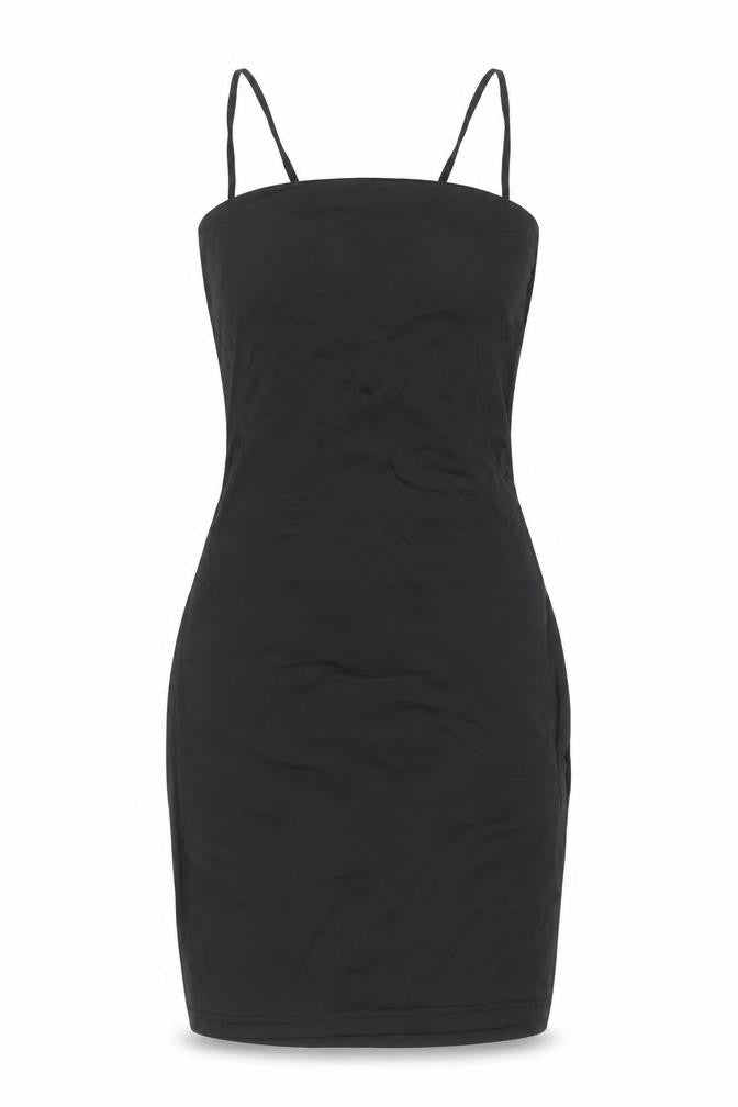 Naanaa Womens Black Polyester Tank Dress Size 8 Square Neck Zip - Lace up back