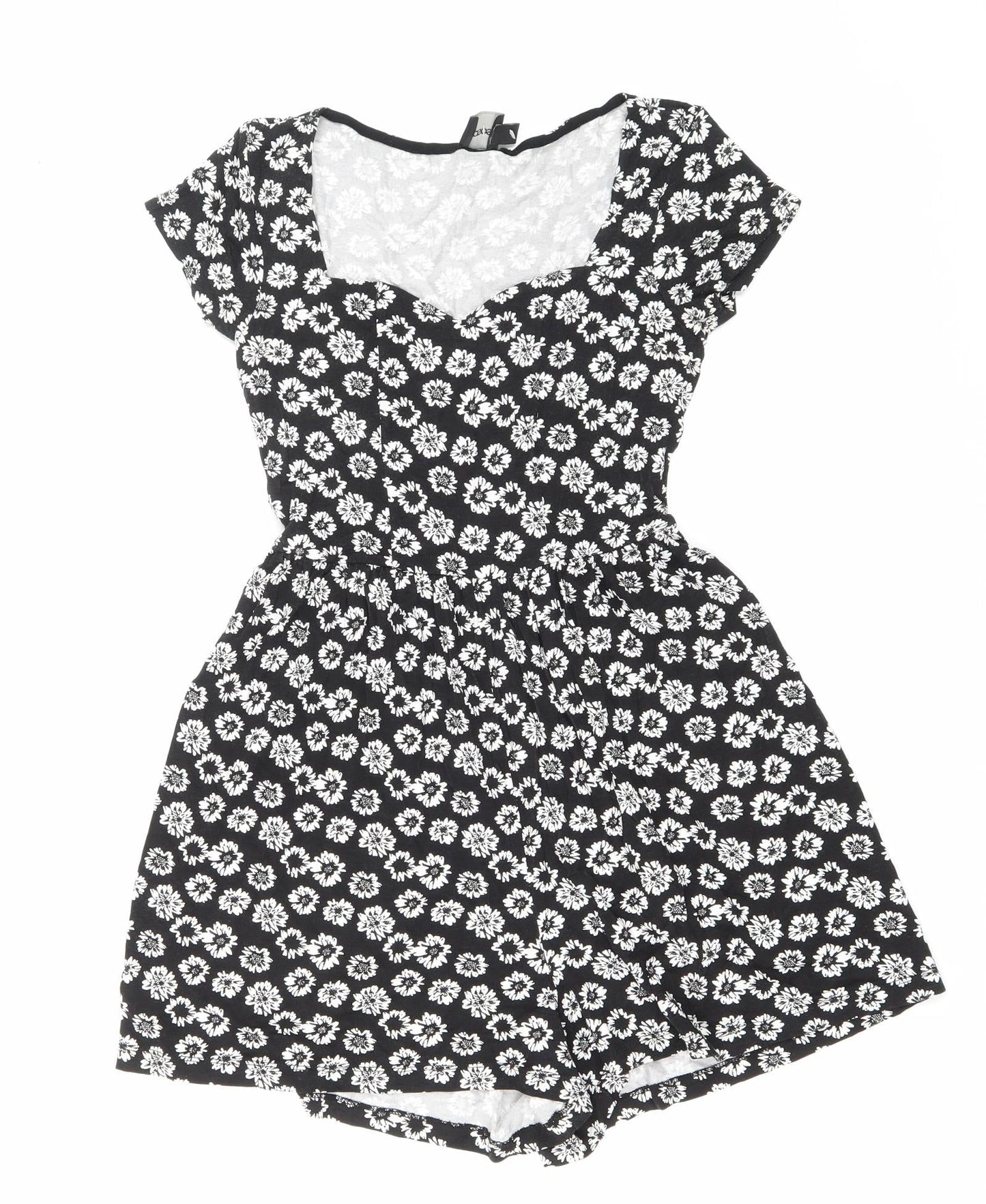 ASOS Womens Black Floral Viscose Playsuit One-Piece Size 8 Pullover