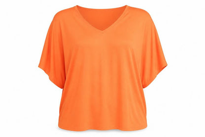 Marina Kaneva Womens Orange Polyester Basic Blouse Size 22 Round Neck
