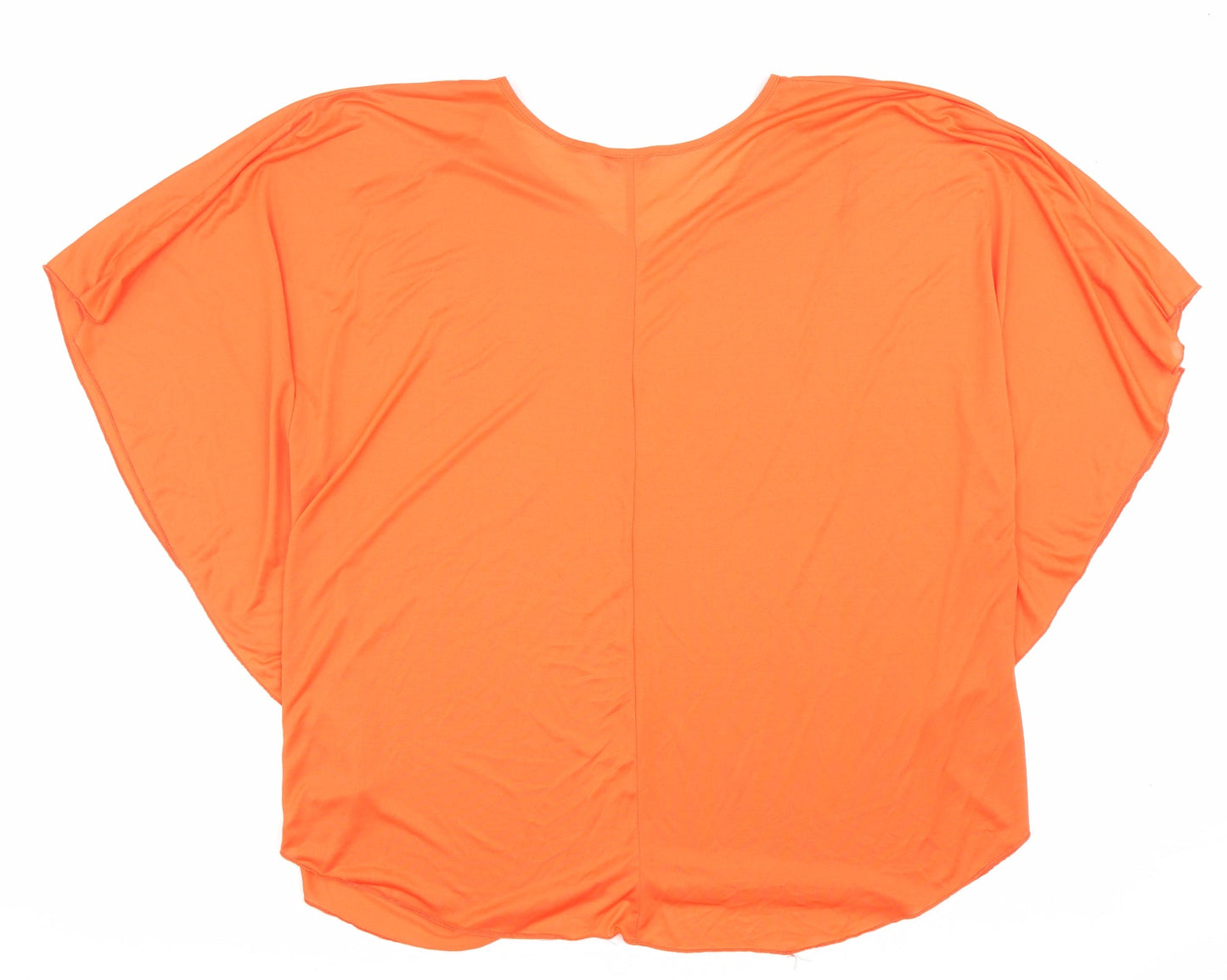 Marina Kaneva Womens Orange Polyester Basic Blouse Size 22 Round Neck