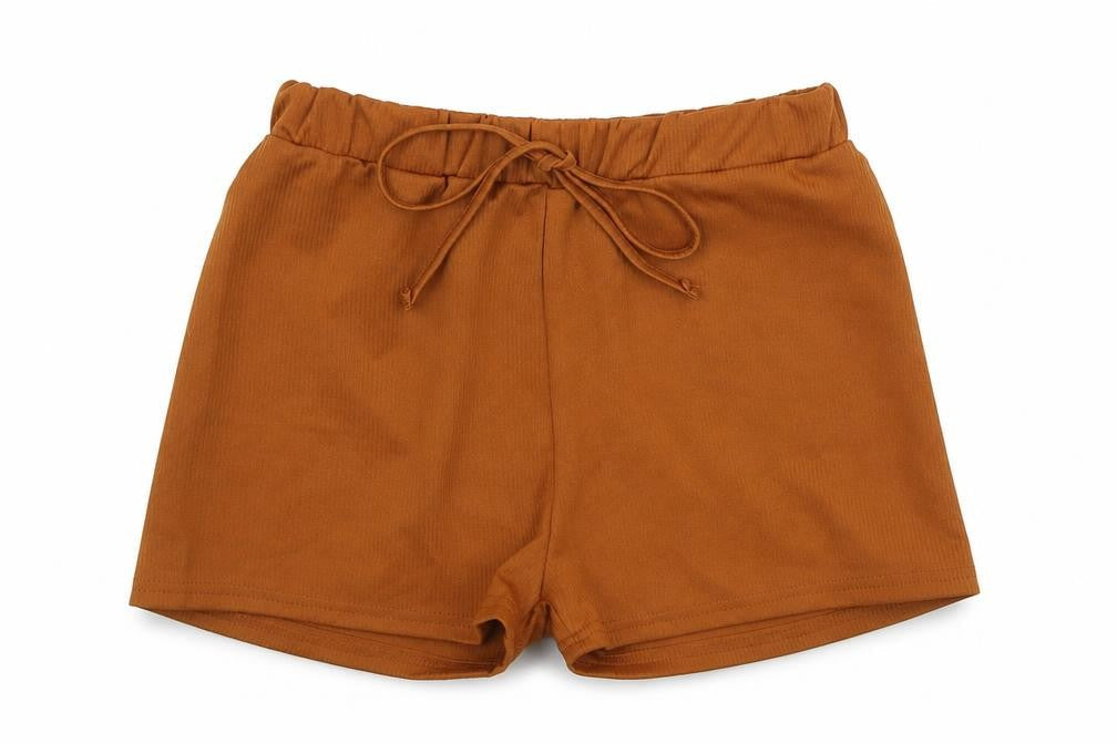 SHEIN Womens Brown Polyester Hot Pants Shorts Size M L3 in Regular Tie
