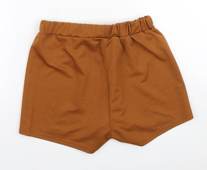 SHEIN Womens Brown Polyester Hot Pants Shorts Size M L3 in Regular Tie