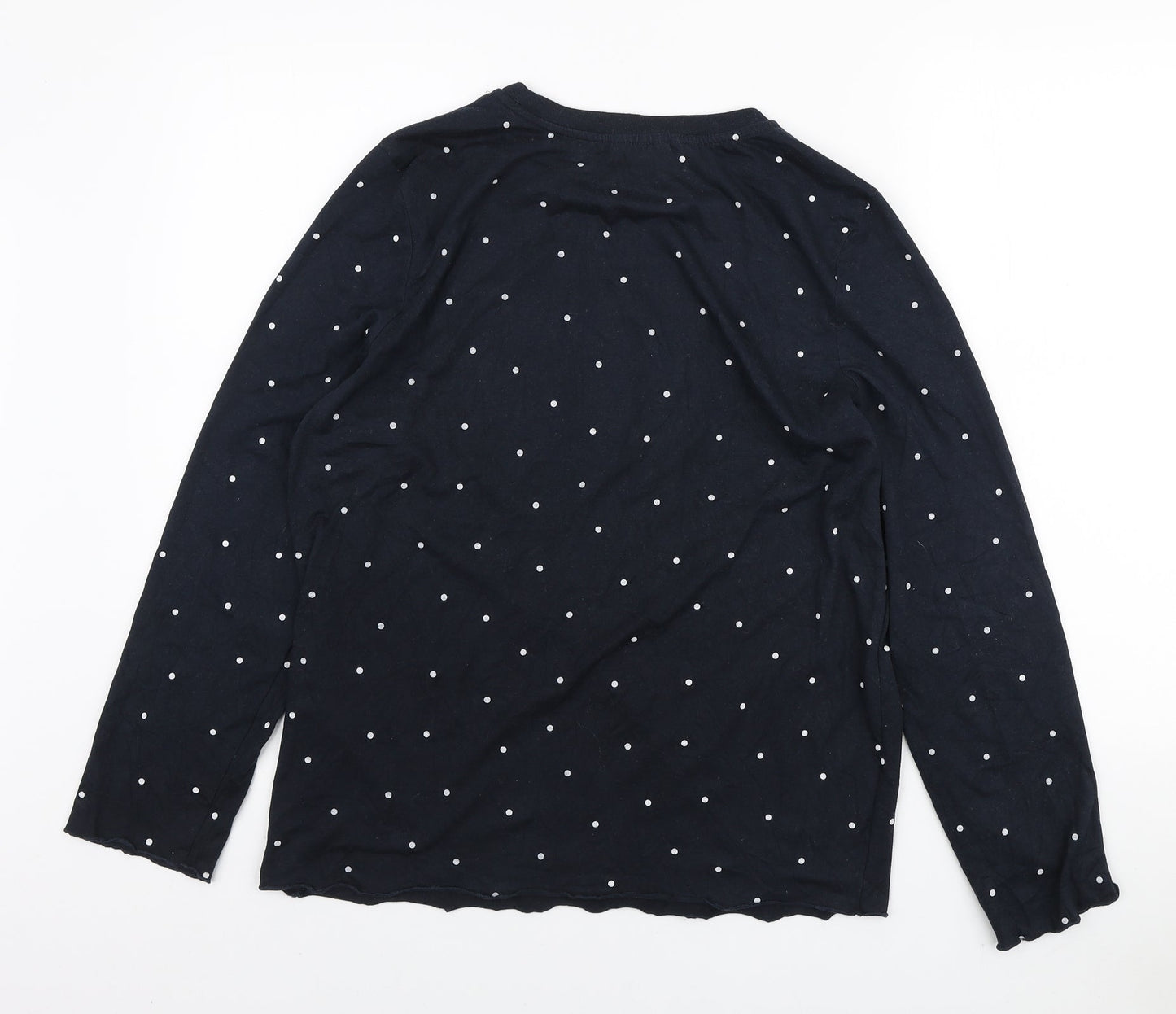 Topshop Womens Blue Polka Dot Cotton Basic T-Shirt Size S Round Neck - Baby Dreaming