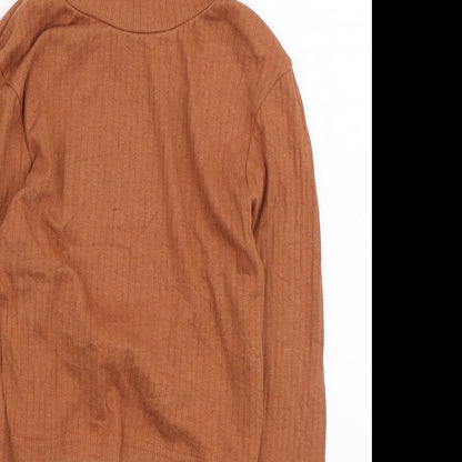 Missguided Womens Brown High Neck Polyester Pullover Jumper Size 10 - Cut Out Back