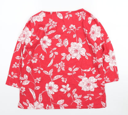 Preloved Love Tees Womens Red Floral Polyester Pullover Sweatshirt Size 12 Pullover - Back