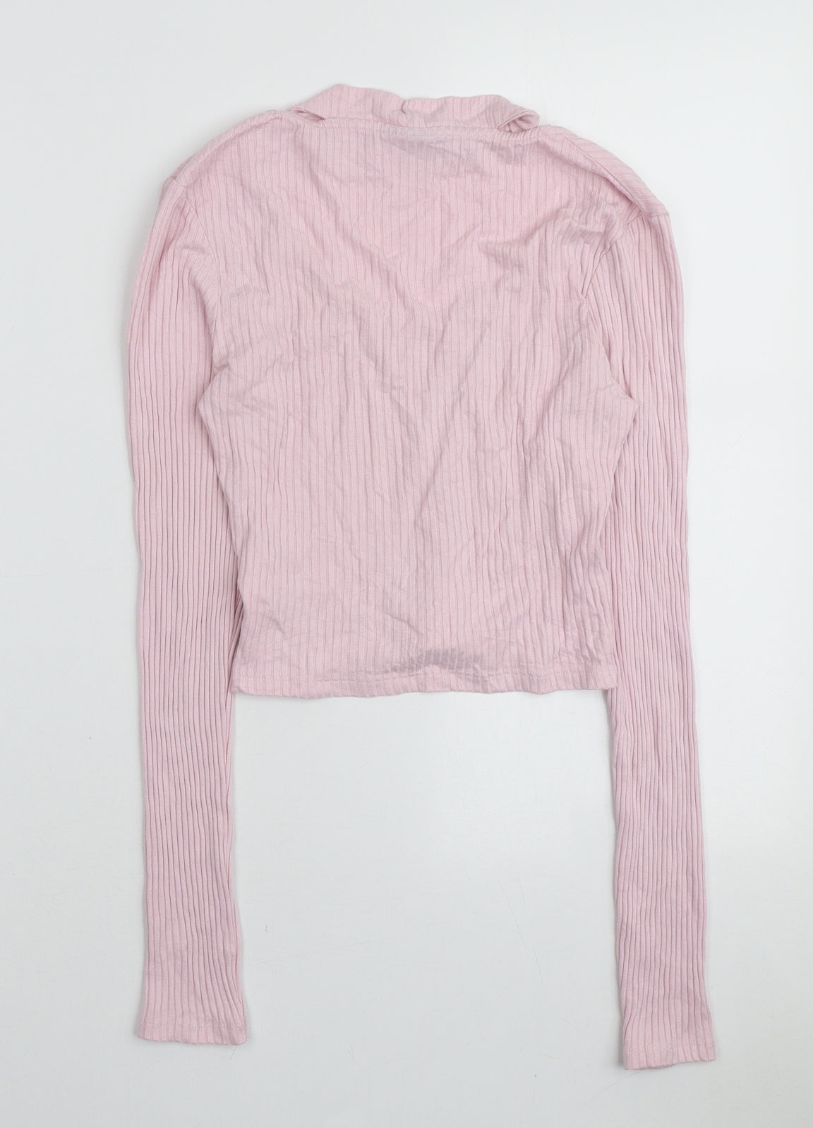 Topshop Womens Pink V-Neck Viscose Pullover Jumper Size 10 - Choker style neck