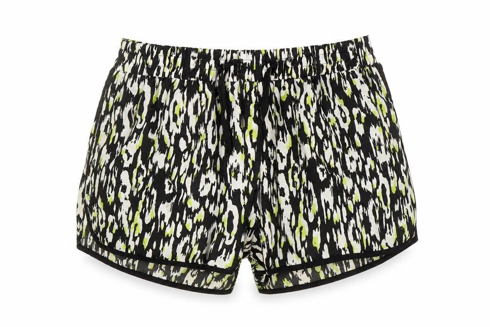Denim & Co. Womens Multicoloured Animal Print Polyester Hot Pants Shorts Size 10 Regular Pull On