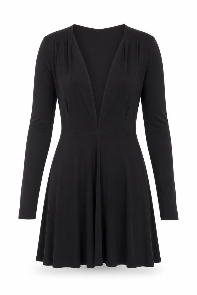 Missguided Womens Black Polyester Skater Dress Size 6 V-Neck Pullover