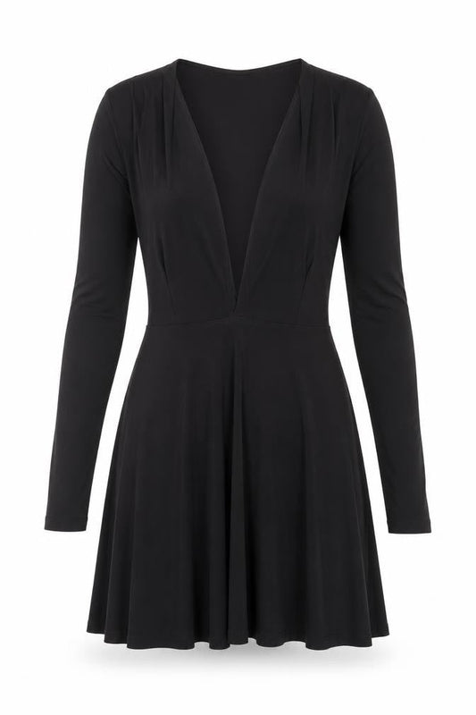 Missguided Womens Black Polyester Skater Dress Size 6 V-Neck Pullover