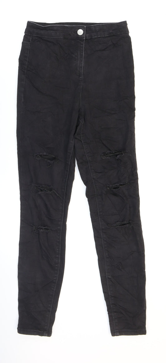 Papaya Mens Black Cotton Skinny Jeans L27 in Regular Zip