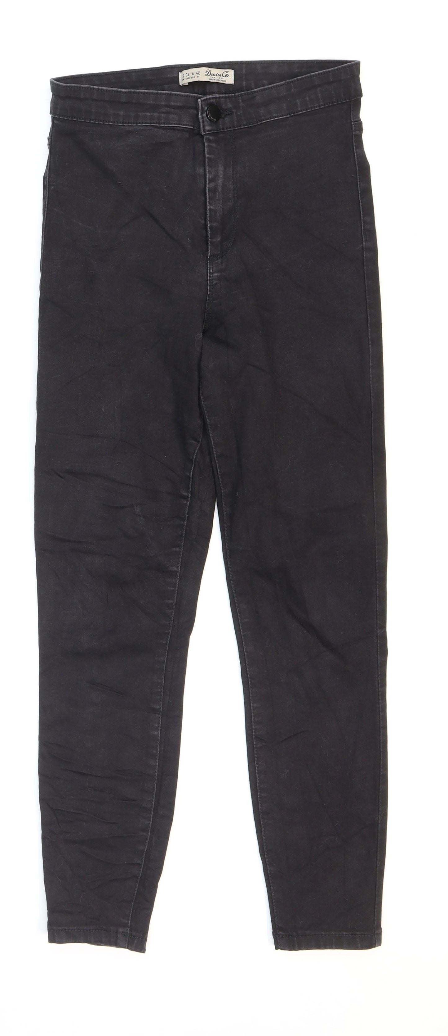 Denim & Co. Womens Black Cotton Skinny Jeans Size 10 L27 in Regular Button