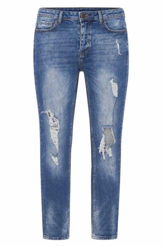 Denim & Co. Womens Blue Cotton Skinny Jeans Size 32 in L32 in Regular Button - Distressed Look